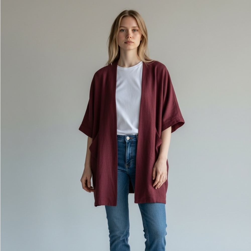 NWT Devon Gregori The Yuki Jacket Wine Maroon Viscose paisley lining Small